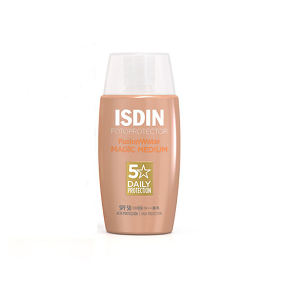 خرید ضد آفتاب رنگی ایزدین فیوژن واتر مجیک SPF 50 رنگ مدیوم | پوشش طبیعی و محافظت بالا